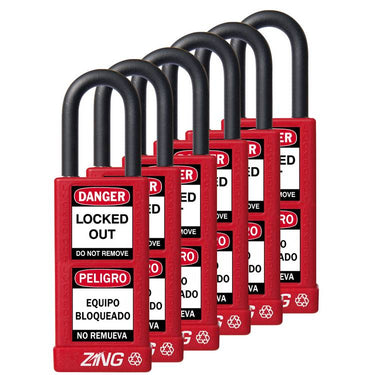 ZING Padlock, Keyed Alike Set (6), Red- Model 7087